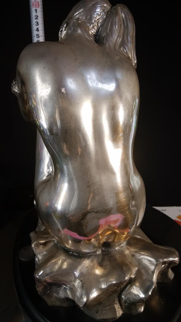 ロ*o様 エルメス★純 銀メッキブロンズ風裸婦彫刻像/高２８cm重４ ㎏少女ヌー