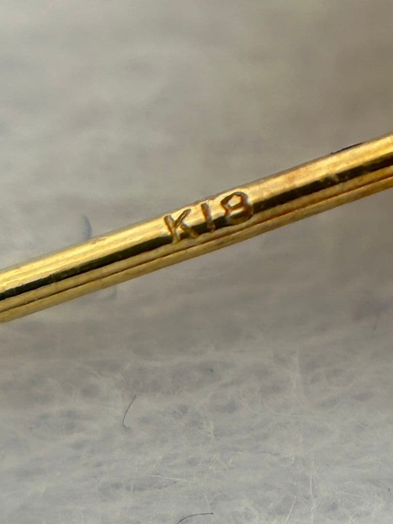 K18　ピアス　金装飾枠　天然オパール　　 レアデザイン　年代物