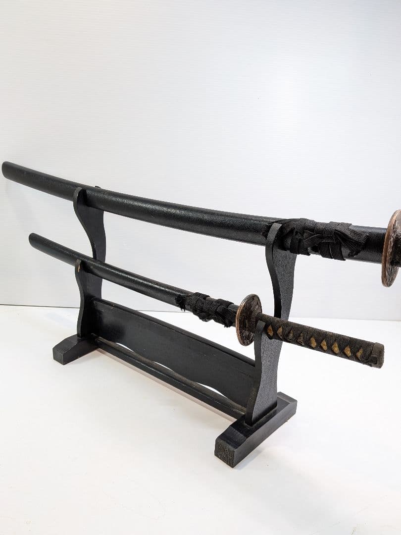 P930 ​【迫力】模造刀 居合刀 大小2本セット 黒石目 樋入り コスプレ