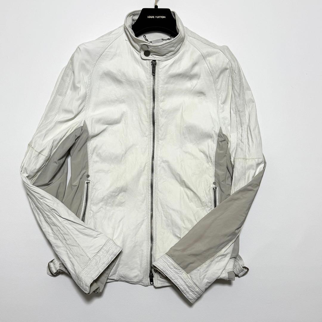 ✨高級 ラムレザー✨ ジョセフオム シングルライダース ホワイト ドッキング