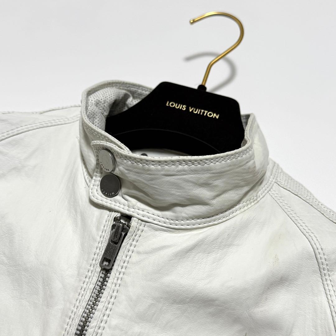 ✨高級 ラムレザー✨ ジョセフオム シングルライダース ホワイト ドッキング