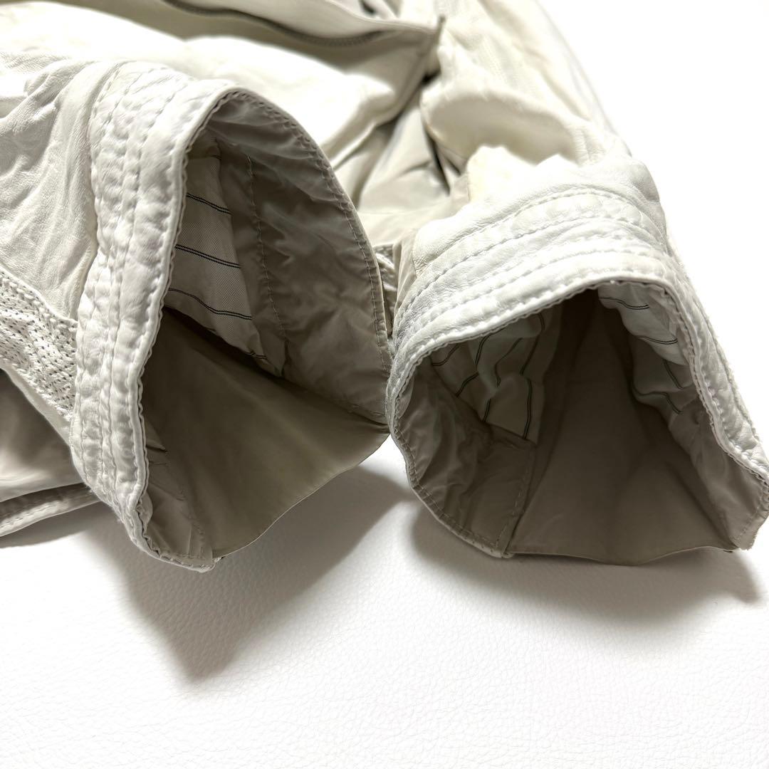 ✨高級 ラムレザー✨ ジョセフオム シングルライダース ホワイト ドッキング