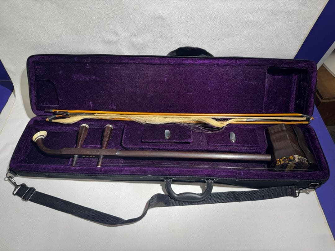 古月琴坊 紅木 二胡 ニシキヘビ皮 ER-400 セミハードケース付