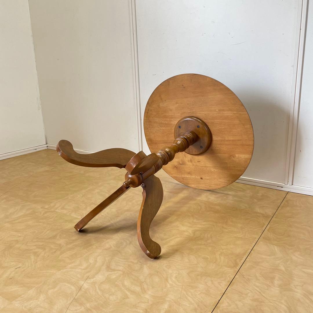 アンティーク調 丸テーブル サイドテーブル カフェテーブル 台 猫脚 木製