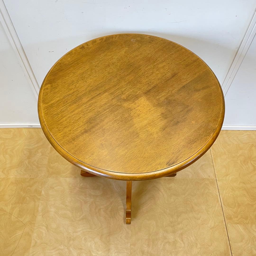 アンティーク調 丸テーブル サイドテーブル カフェテーブル 台 猫脚 木製