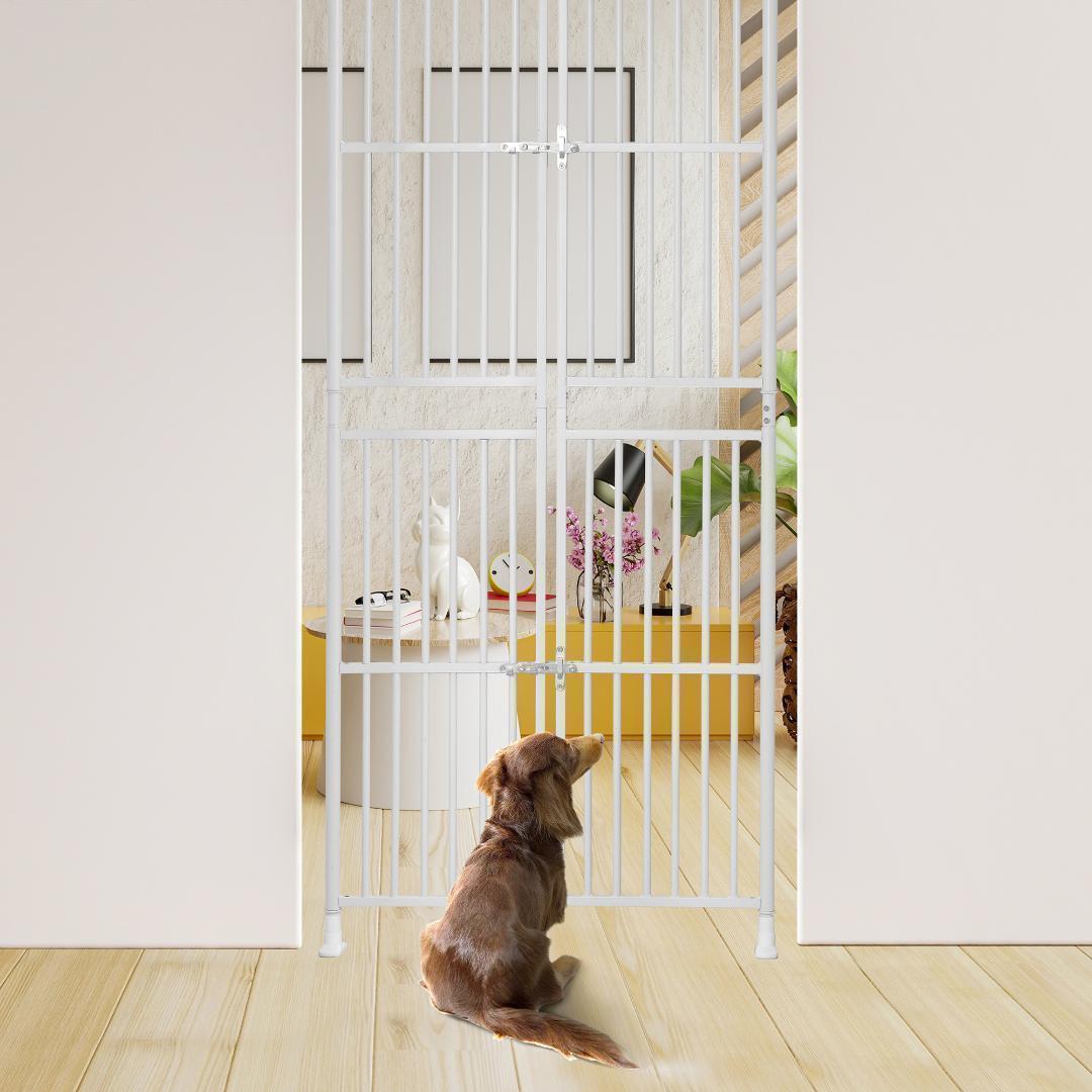 ペット高さ調節対応 191-255cm ドア ケージ 留守番脱走防止柵 ホワイト