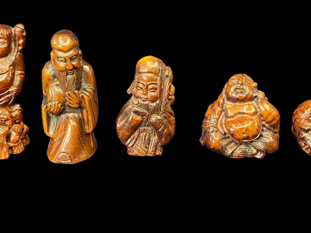 根付　七福神　提げ物　彫刻　骨董　時代