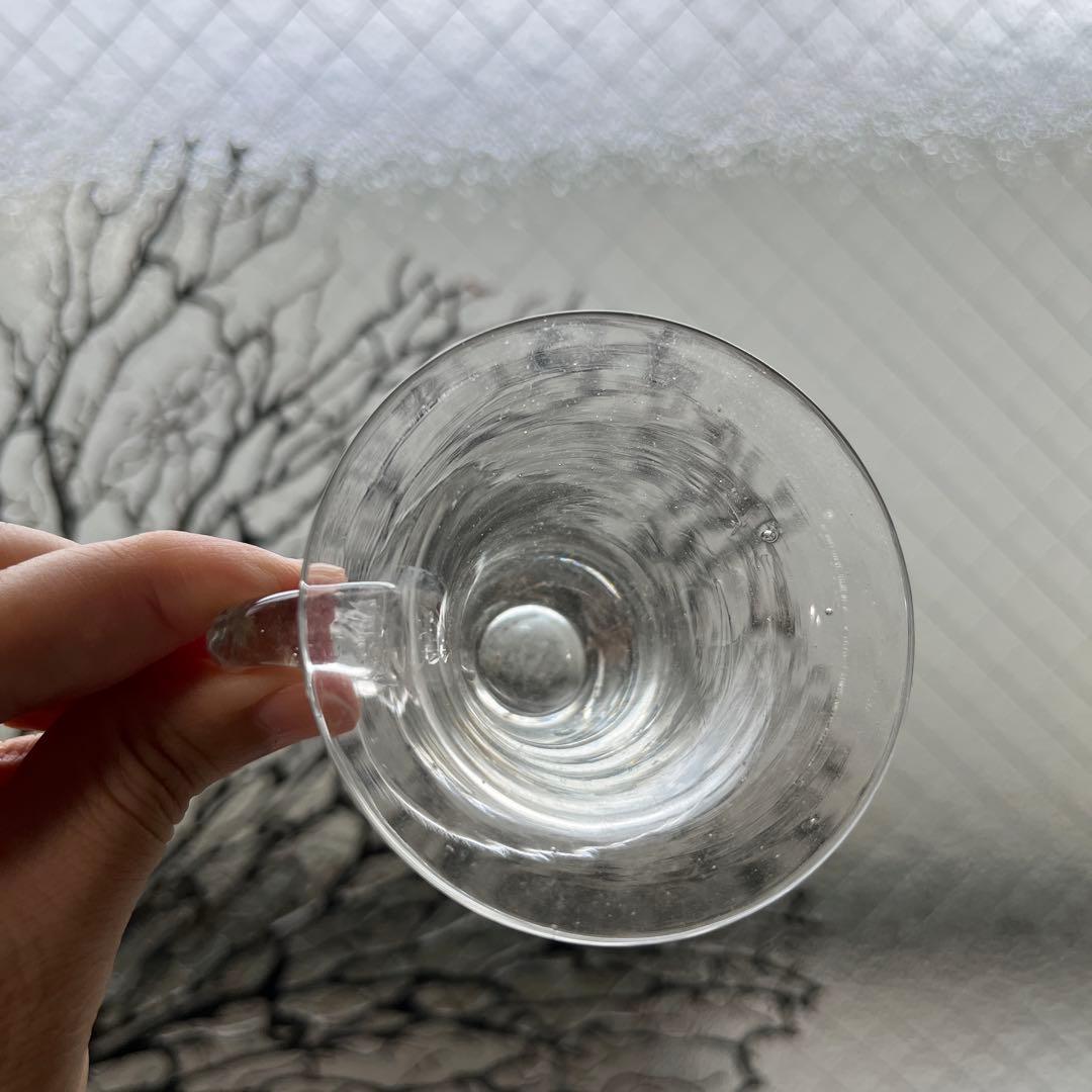 骨董　時代ガラス　ゆらゆら銀色　反り口　アイスクリームコップ　氷コップ　ウラン