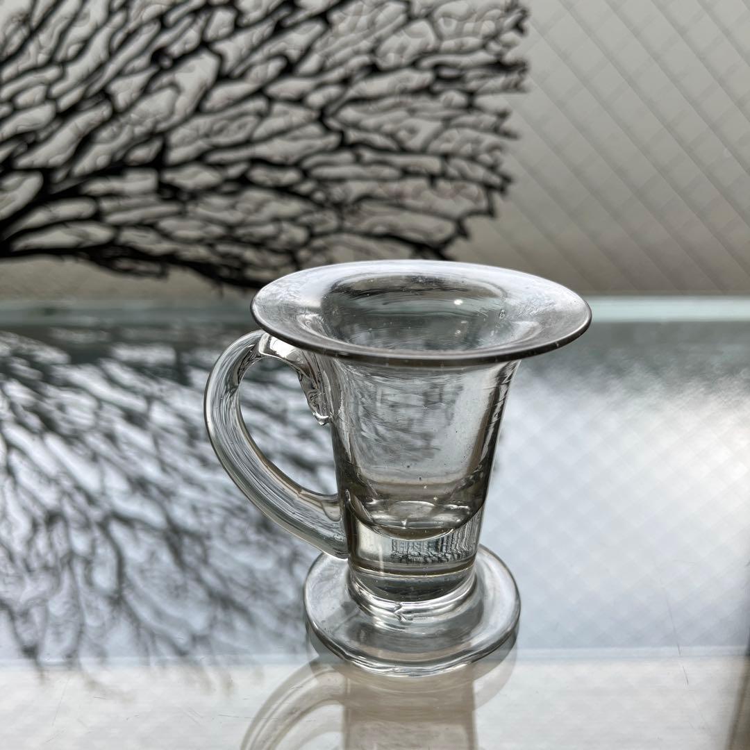 骨董　時代ガラス　ゆらゆら銀色　反り口　アイスクリームコップ　氷コップ　ウラン