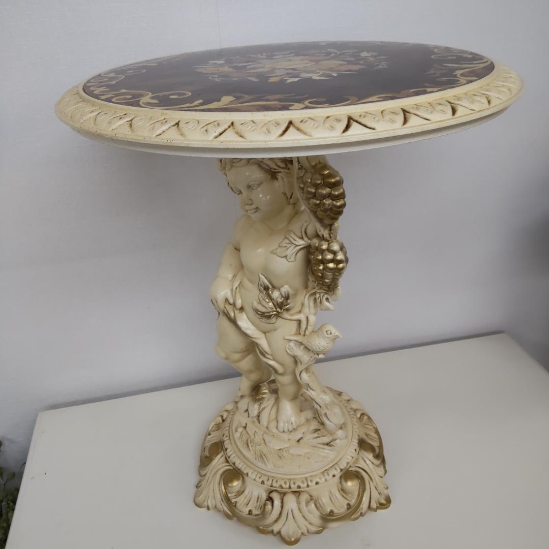 西洋アンティーク風　イタリア　サイドテーブル　組み立てテーブル　うさぎ付箋で保管