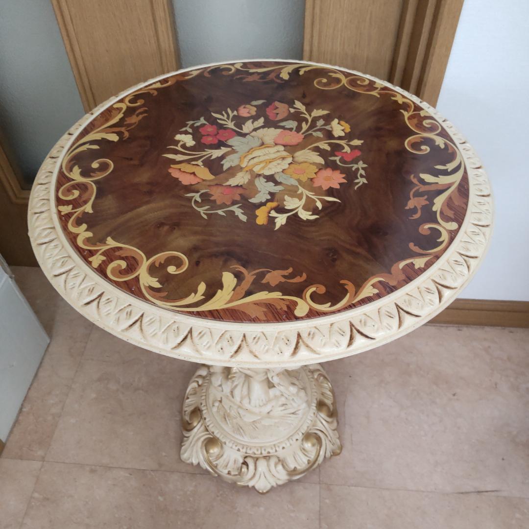 西洋アンティーク風　イタリア　サイドテーブル　組み立てテーブル　うさぎ付箋で保管