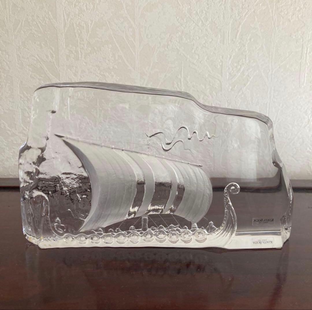 北欧 KOSTA BODA コスタボダ クリスタルガラス 船の彫刻