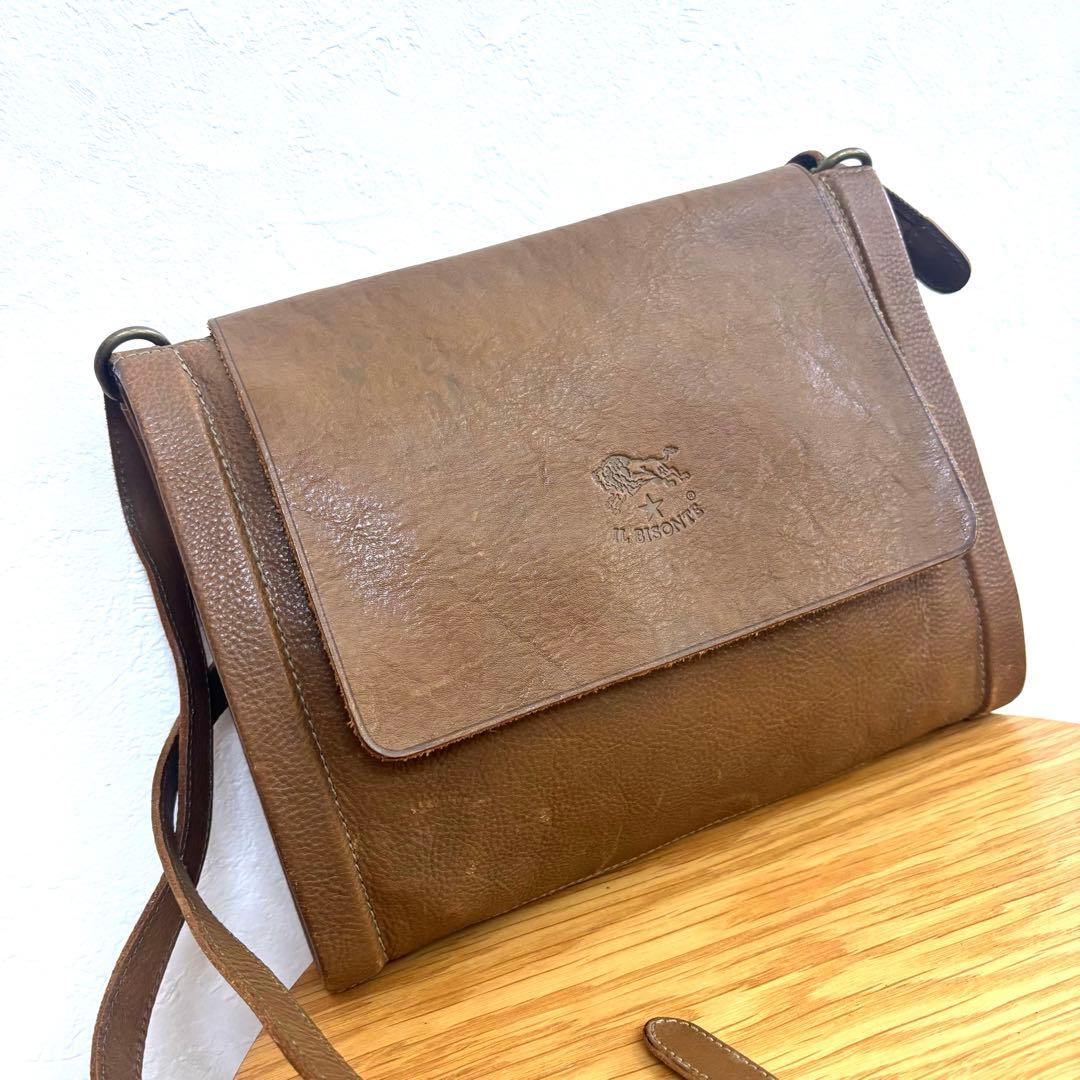 【レア】イルビゾンテ ショルダーバッグ 筒型ショルダー ブラウン オリーブ