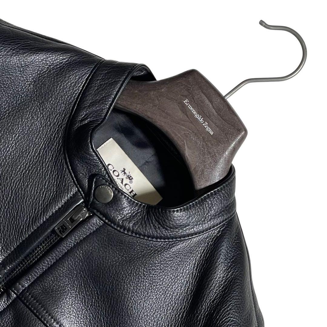 COACH シングルライダースジャケット　レザージャケット　ブラック　レザー