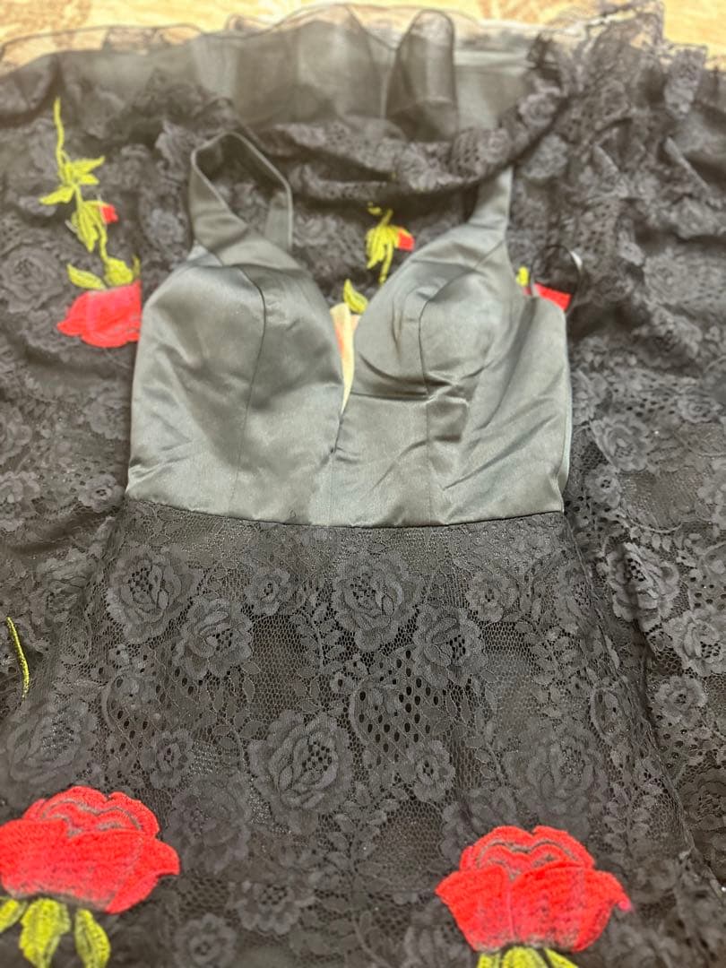 高級薔薇刺繍✨Aラインロングドレスス誕生日二次会パティーキャバ嬢ナイトクラブ