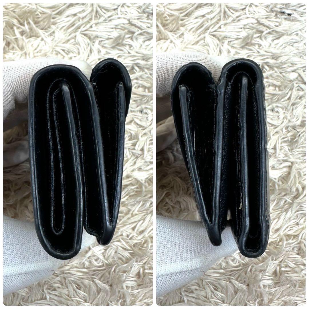 【美品】バレンシアガ 三つ折財布 ブラック クロコ ペーパーミニウォレット