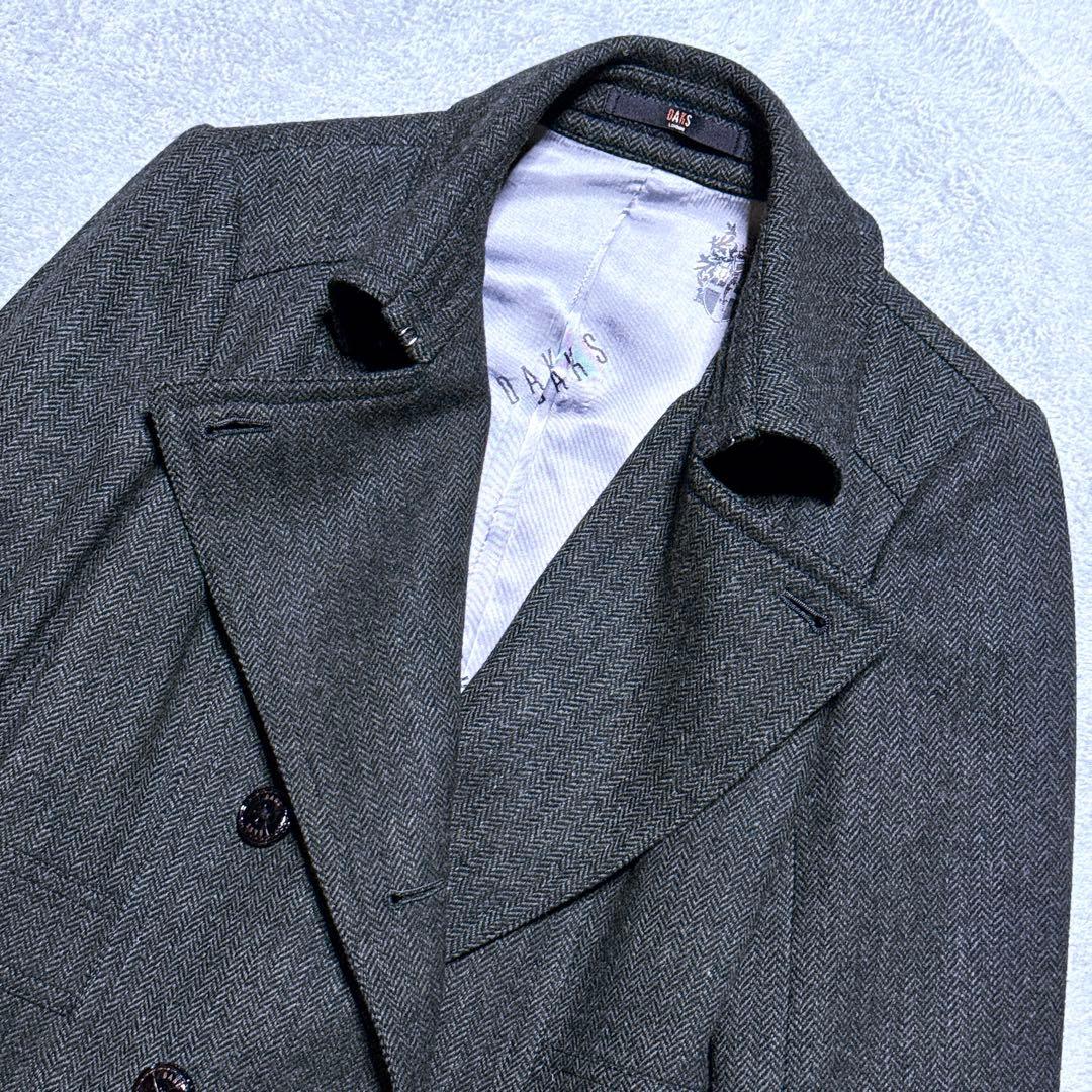 マキシ丈【未使用】DAKS MOON チェスターコート ダブル ヘリンボーン