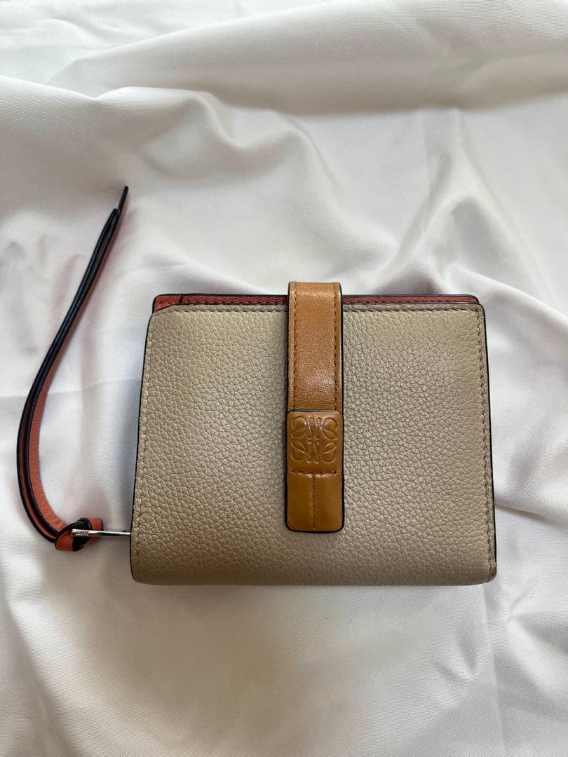 LOEWE 二つ折り財布 ベージュ/オレンジ 正規品