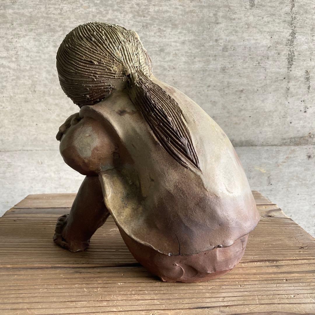 わらべ 童子 子供 像 陶器 陶芸 彫刻 置物 工芸品 和風 オブジェ レトロ