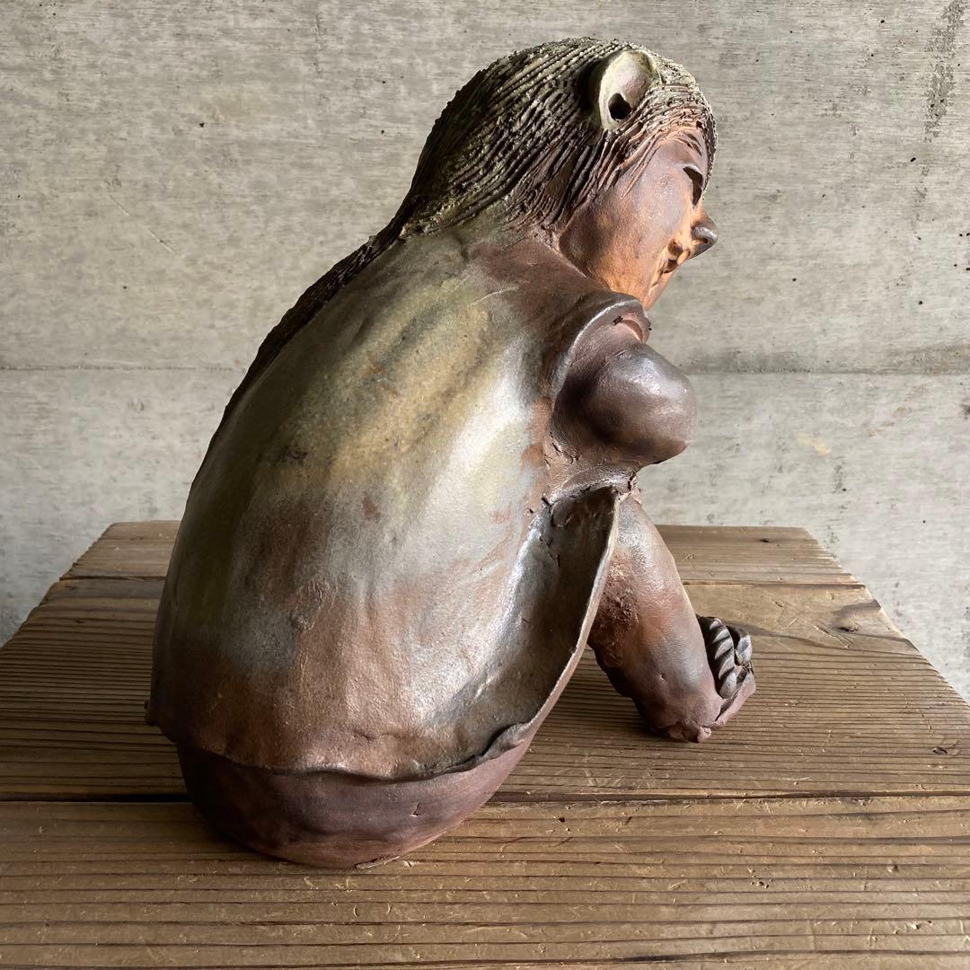 わらべ 童子 子供 像 陶器 陶芸 彫刻 置物 工芸品 和風 オブジェ レトロ