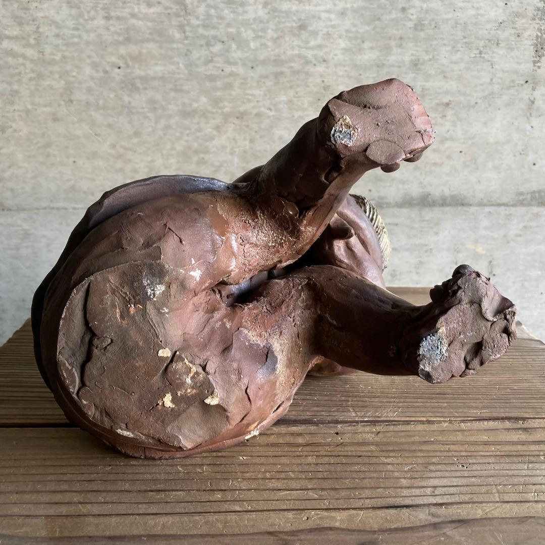 わらべ 童子 子供 像 陶器 陶芸 彫刻 置物 工芸品 和風 オブジェ レトロ