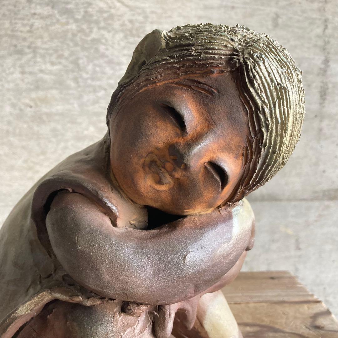 わらべ 童子 子供 像 陶器 陶芸 彫刻 置物 工芸品 和風 オブジェ レトロ