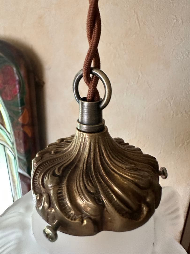 1920年代 フランス アンティーク アプリカシオン 可愛い薔薇のアトリエランプ