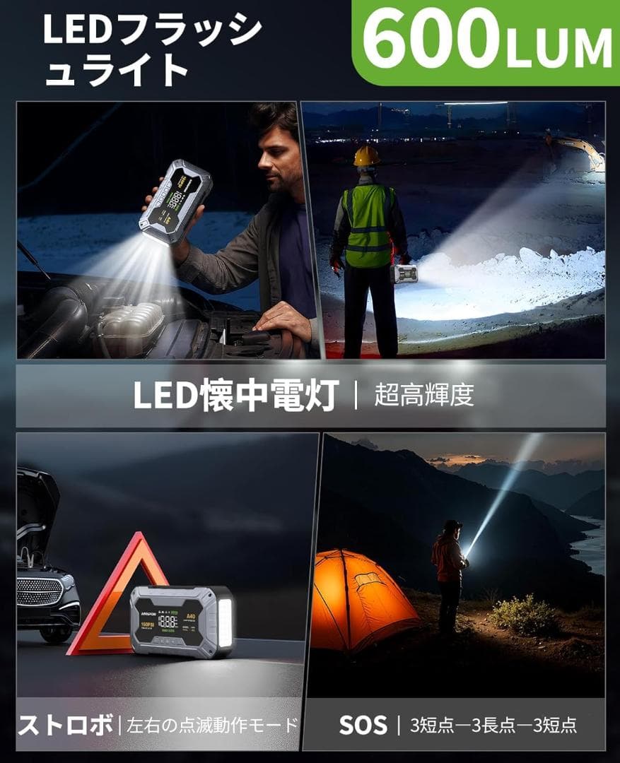 AIMAPOW ジャンプスターター 空気入れ 8000A 160PSI