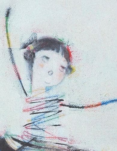 油絵 菅家令子 絵 絵画インテリア額付(銀) F4-071820 女子 スケート