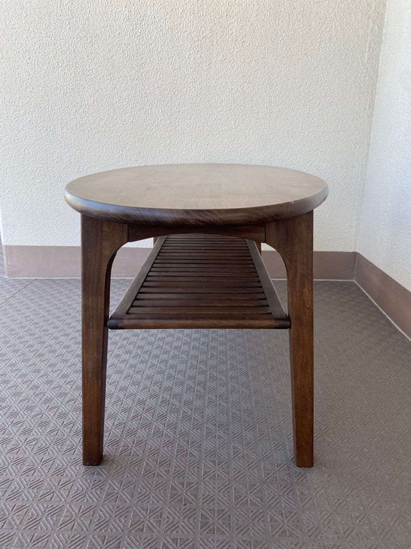 カフェ風 ローテーブル 北欧スタイル 楕円形 オーバル 中棚付 センターテーブル