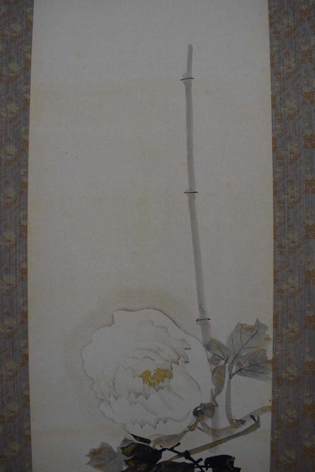 【真作】木村武山/牡丹図/花之図/掛軸☆宝船☆Y-348　JM