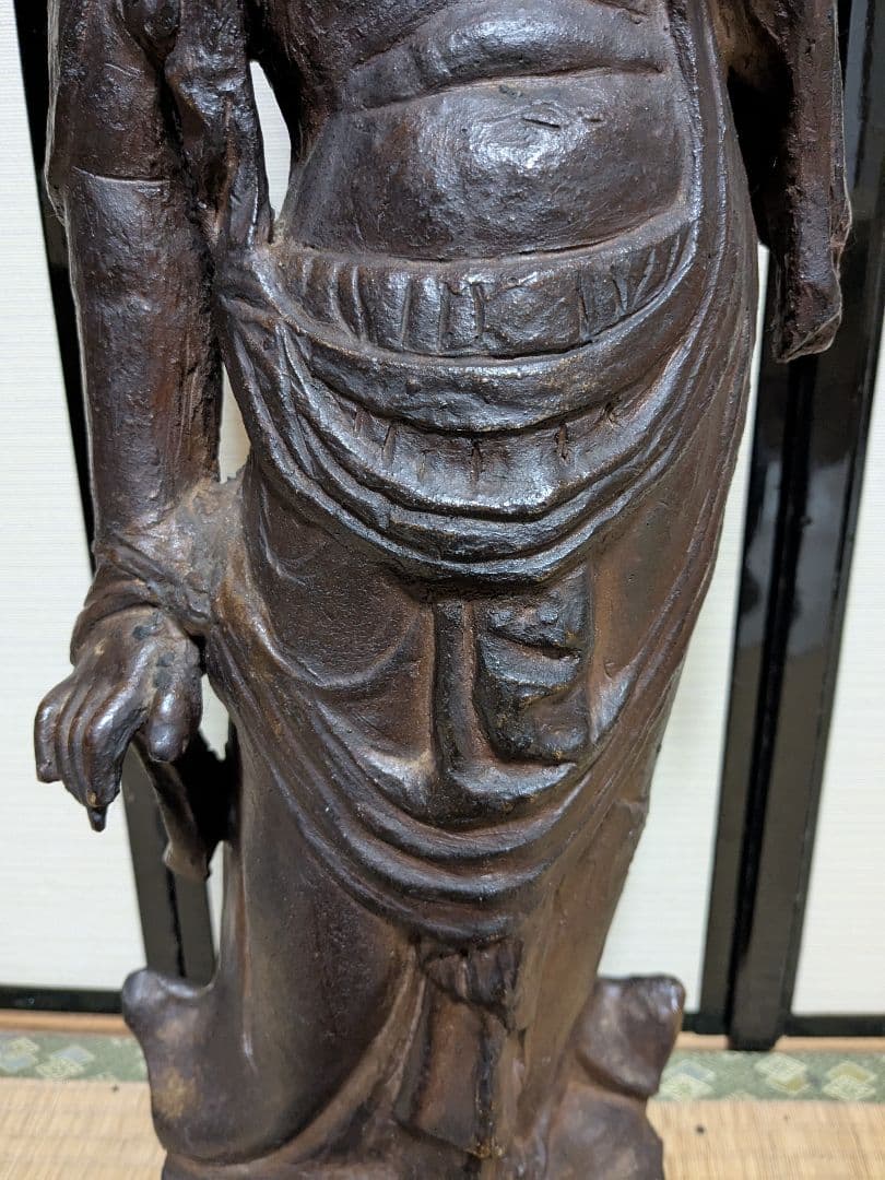 備前焼 観音菩薩立像 仏像 置物 細工物 仏教 観音様 在銘 作家作品 塑像