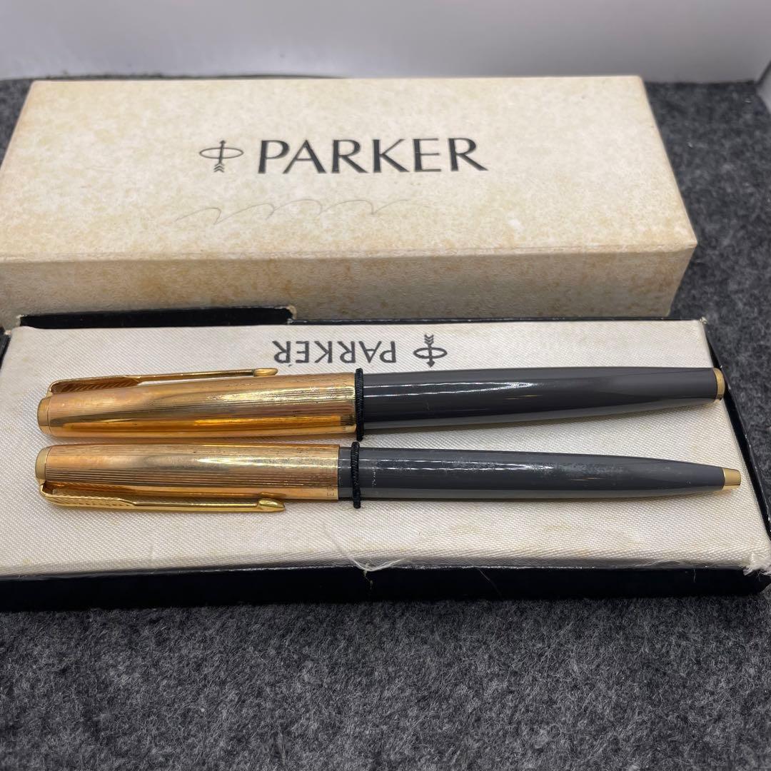 PE963□2本セット パーカー61 万年筆 ボールペン 金張りキャップ レア