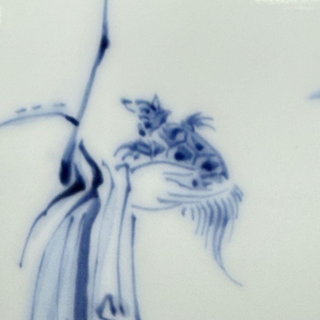 人間国宝　井上萬二　染付竹林賢人図花瓶　高32cm！　最高位大作　銘　萬二作