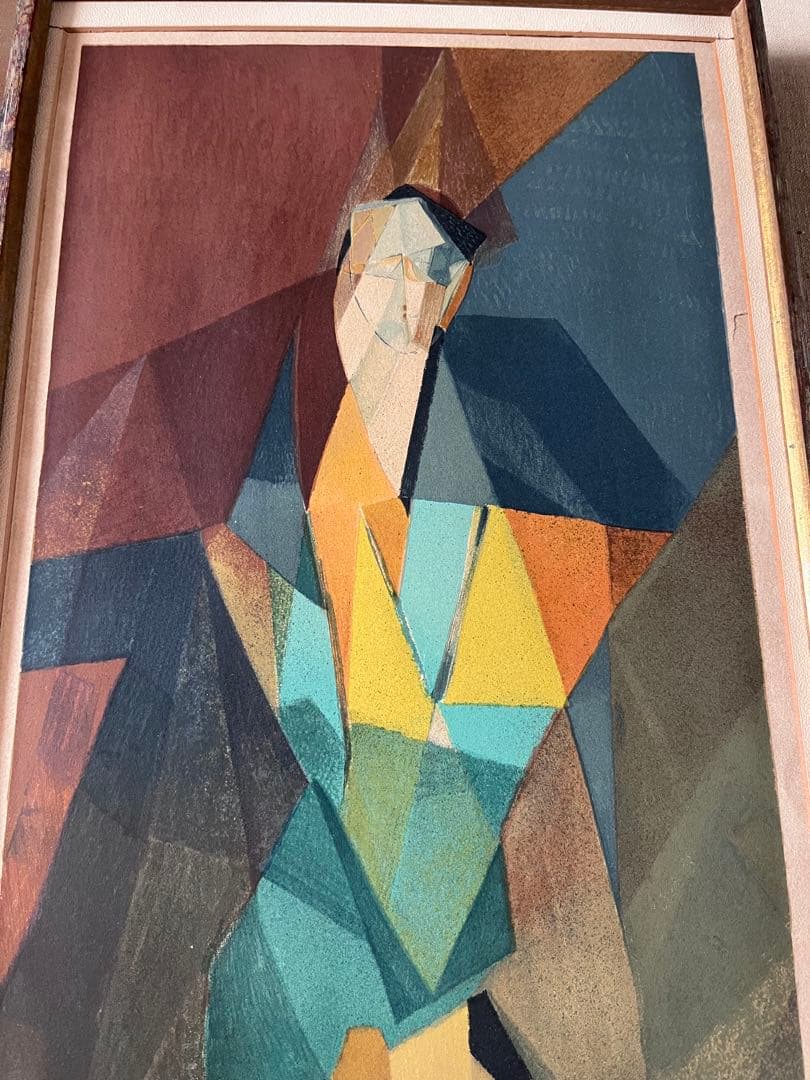 キュビズム リトグラフ 木製フレーム付き