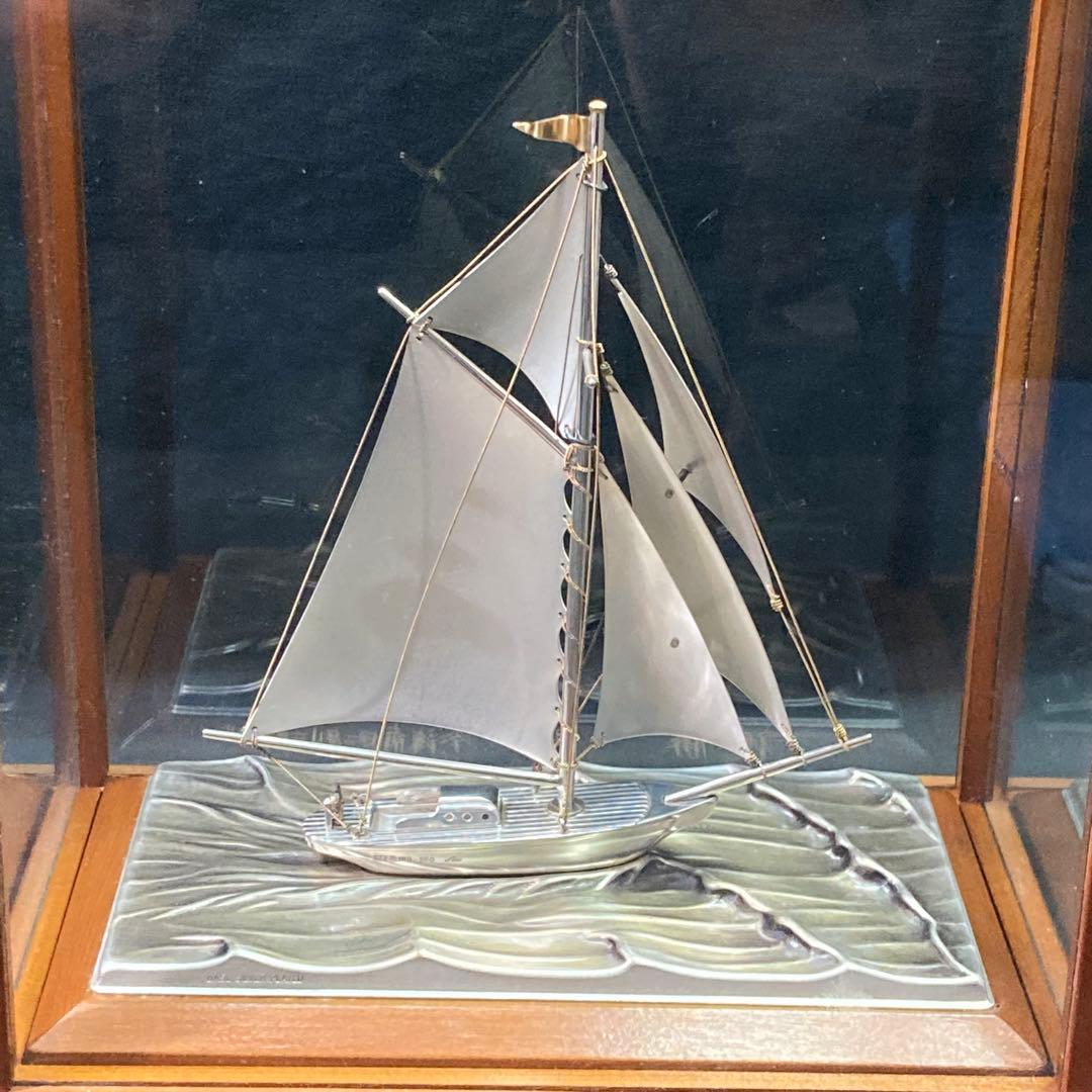 銀工芸品 帆船 ヨット置物 スターリングシルバー960