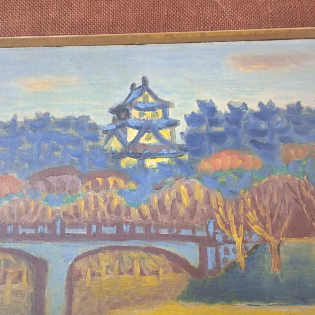 u*c様 4583）油絵P12号「岡崎城」TAKEOのサイン