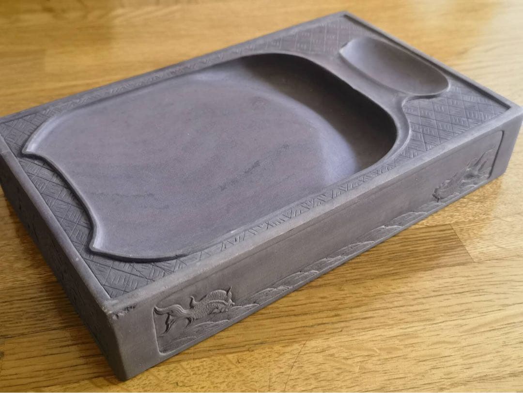 端渓硯 大 吉慶有餘 長24.5cm