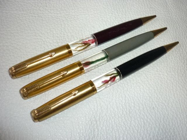 未使用 昭和初期 日本製◆金魚と草の水中花 三種類（えんじ・黒・灰色） ペンシル