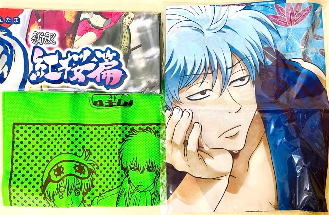 銀魂 布類セット タオルハンカチ 手ぬぐい トートバッグTシャツ銀時土方沖田高杉