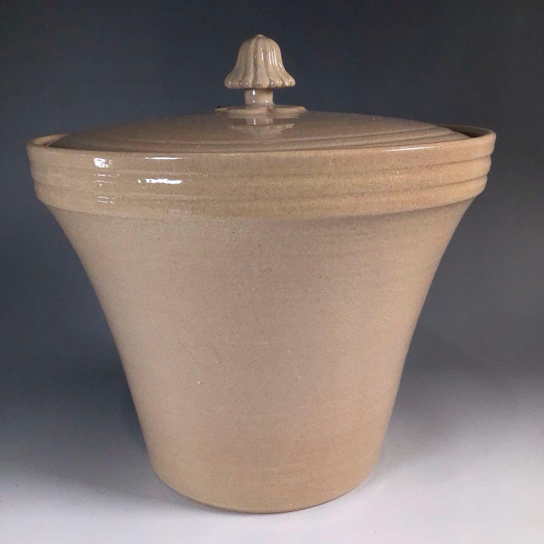 Ｎ１６４　水指　『宮島焼』『川原圭斎造』『広口水指』　共箱　茶道具