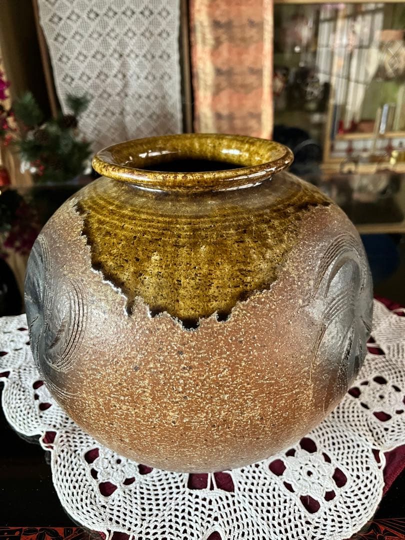 信楽焼 壺銘有 時代 古作 花器 花入 華道具 置物 古美術 在名 陶印 骨董