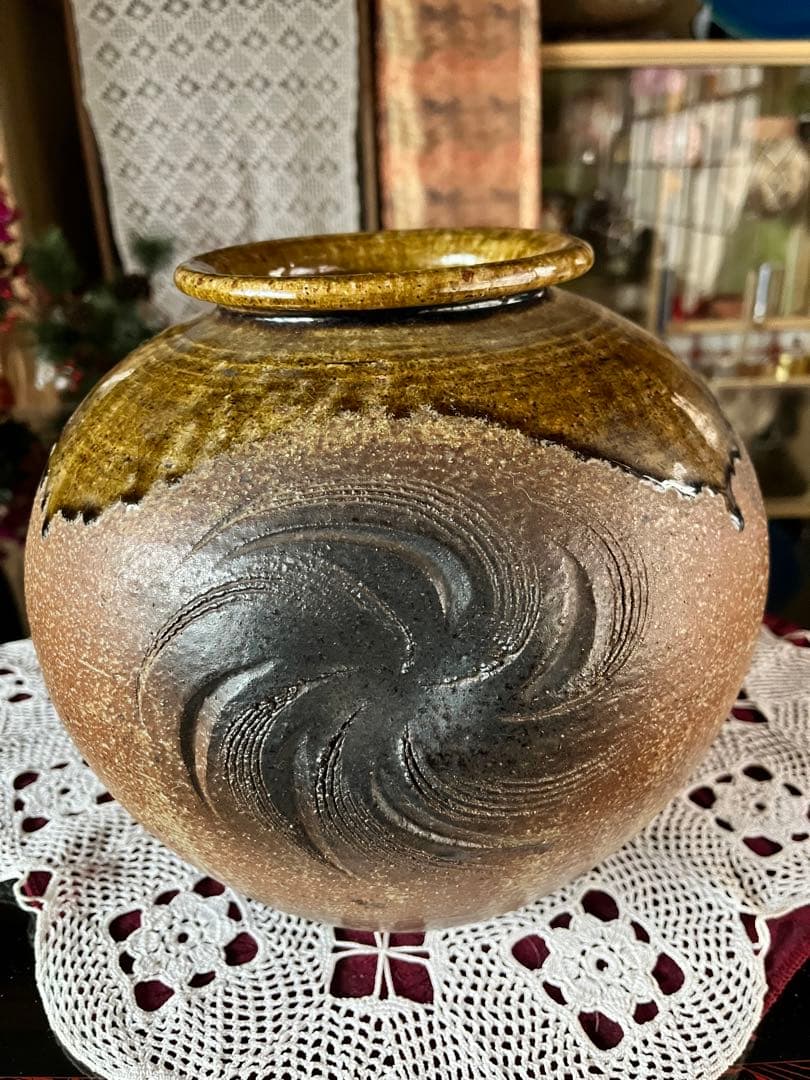 信楽焼 壺銘有 時代 古作 花器 花入 華道具 置物 古美術 在名 陶印 骨董