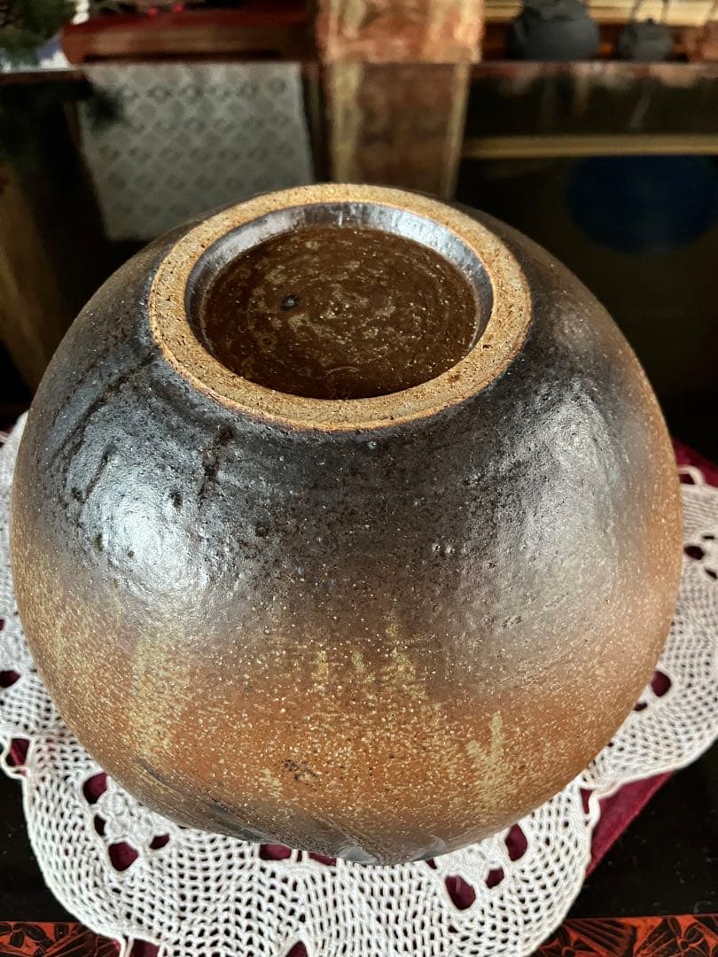 信楽焼 壺銘有 時代 古作 花器 花入 華道具 置物 古美術 在名 陶印 骨董