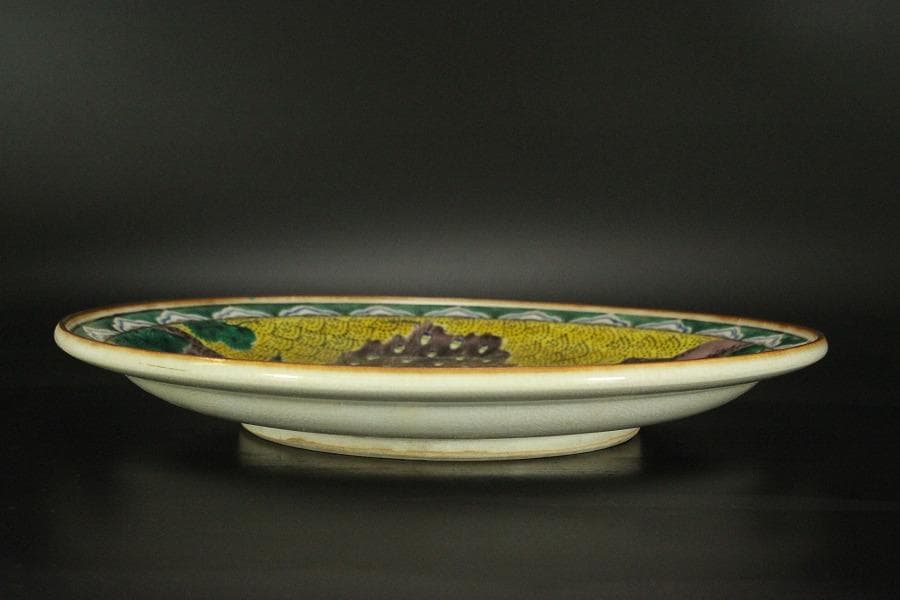 九谷 青手 松鳥紋 盤 φ31㎝ 長右衛門 644