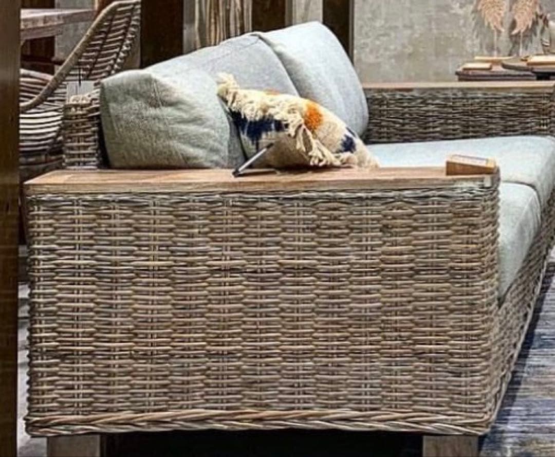 【バリ家具】ディジョンソファ 3人掛け グレーホワイトウォッシュ