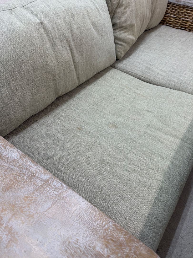 【バリ家具】ディジョンソファ 3人掛け グレーホワイトウォッシュ