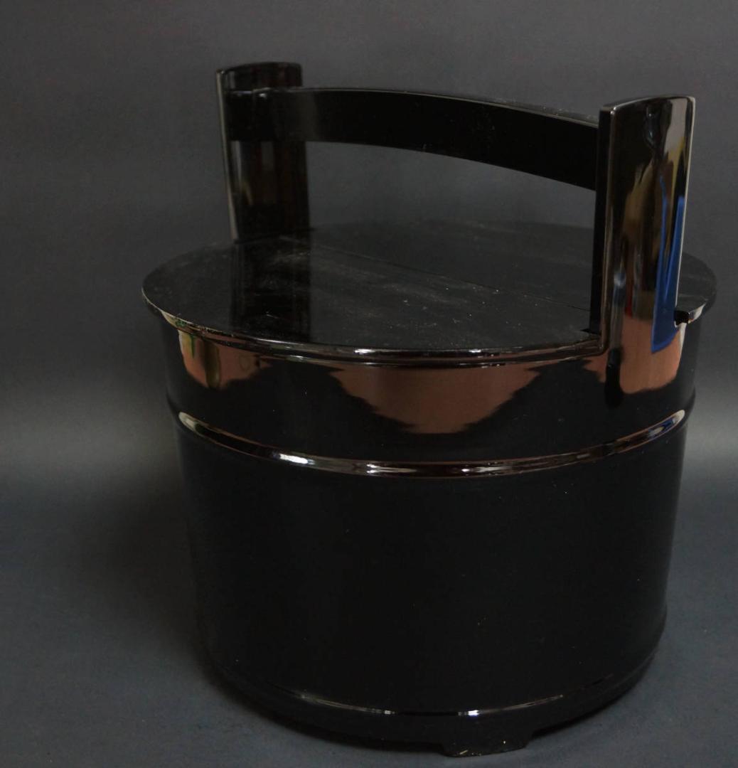 茶道具木製 漆塗 黒手桶水指 ☆重約1.2kg / 茶事