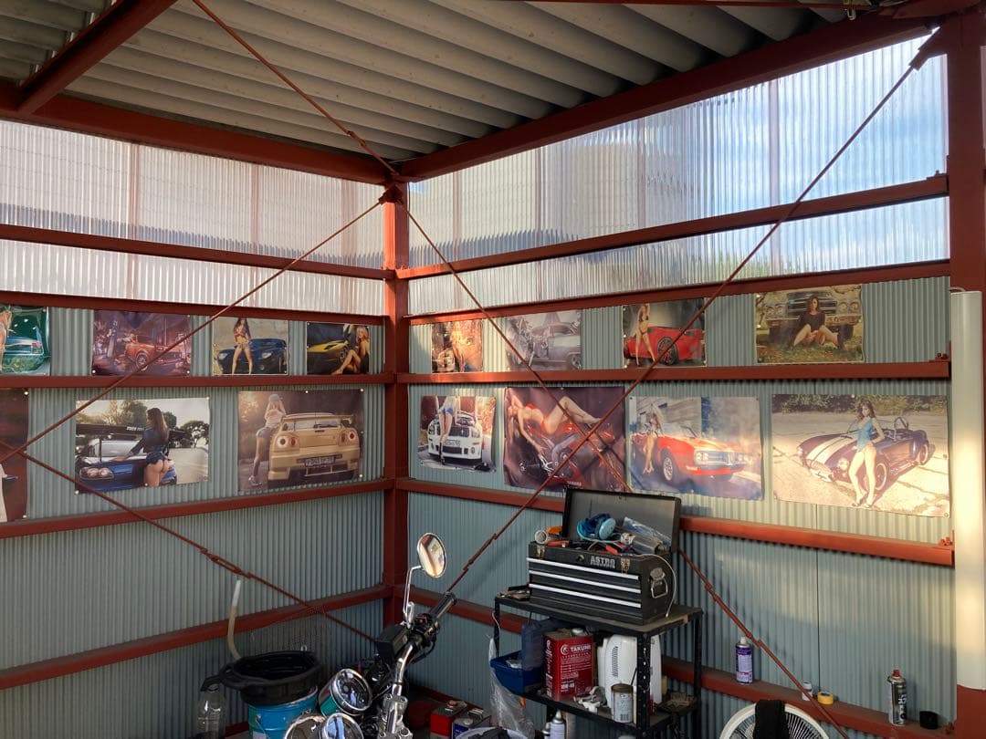 ピンナップポスター　ホットロッド　バイク　ローライダー