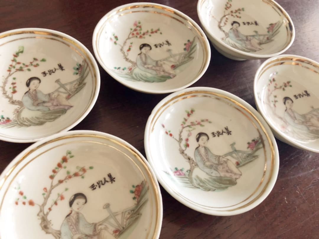 骨董 美女 小皿